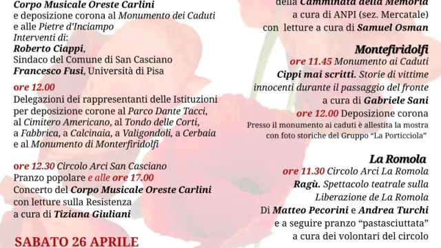 Programma eventi 80° anniversario della liberazione - 25 aprile 2025